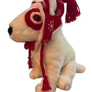 VTG 2001 Target Bullseye Dog Plush Snowflake Winter Hat 15” The Inn Thing